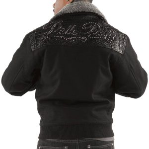 Pelle Pelle Men Black Studded Gator Wool Jacket