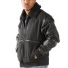 Pelle Pelle Men Black Zipper Fur Collar Jacket