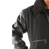 Pelle Pelle Men Black Zipper Fur Collar Wool Jacket