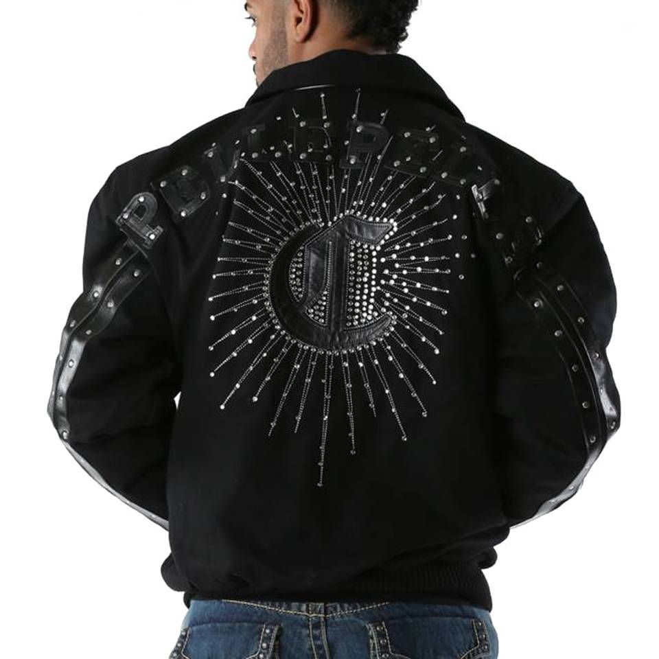 Pelle Pelle Men Chicago Black Studded Wool Jacket