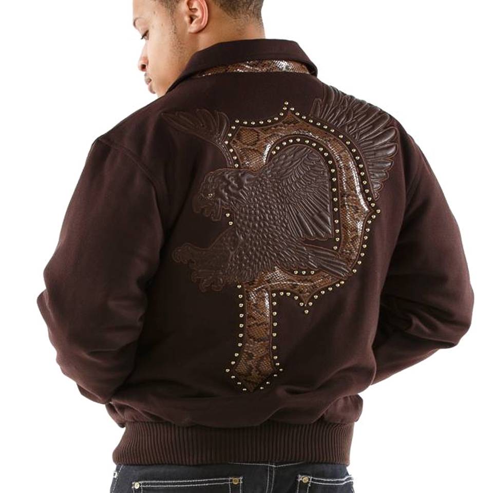 Pelle Pelle Men Dark Brown Eagle Wool Jacket