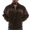 Pelle Pelle Men Dark Brown Neoprene Logo Wool Jacket