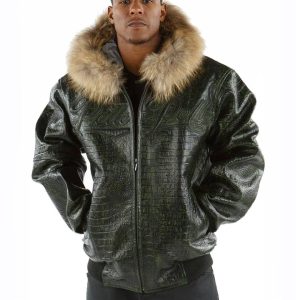 Pelle Pelle Men Dark Green Fur Hood Jacket