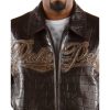 Pelle Pelle Men Encrusted Dark Brown Leather Jacket