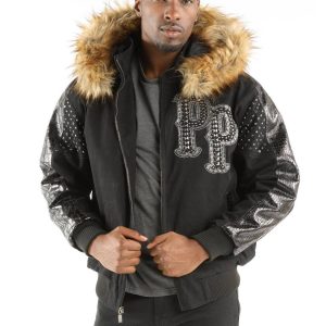 Pelle Pelle Men King Of Thrones 1978 Black Fur Hood Jacket