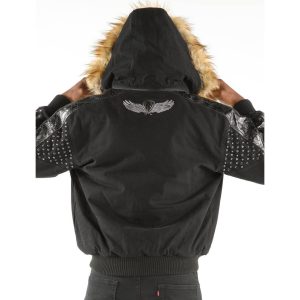 Pelle Pelle Men King Of Thrones 1978 Black Fur Hood Wool Jacket