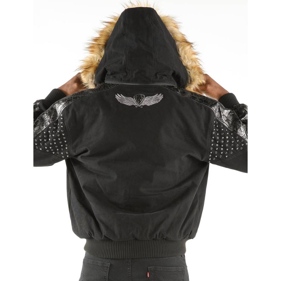 Pelle Pelle Men King Of Thrones 1978 Black Fur Hood Wool Jacket