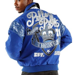 Pelle Pelle Men King Of Thrones 1978 Blue Wool Jacket