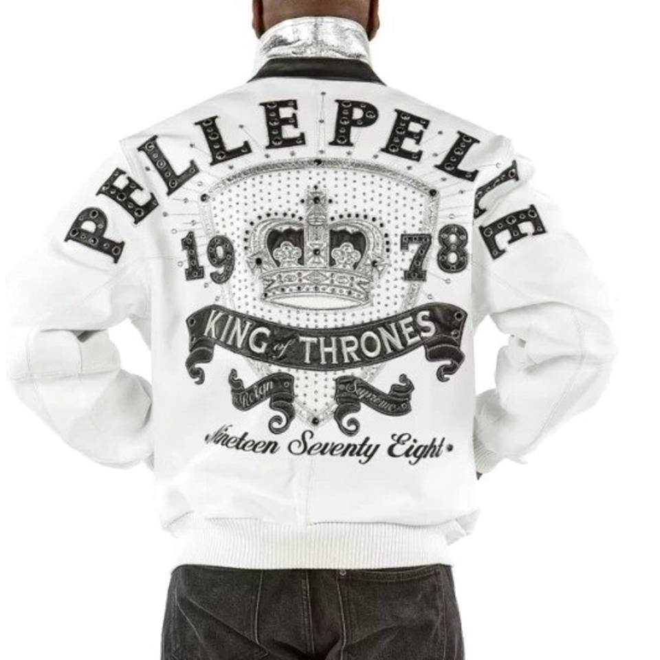 Pelle Pelle Men King Of Thrones 1978 White Leather Jacket
