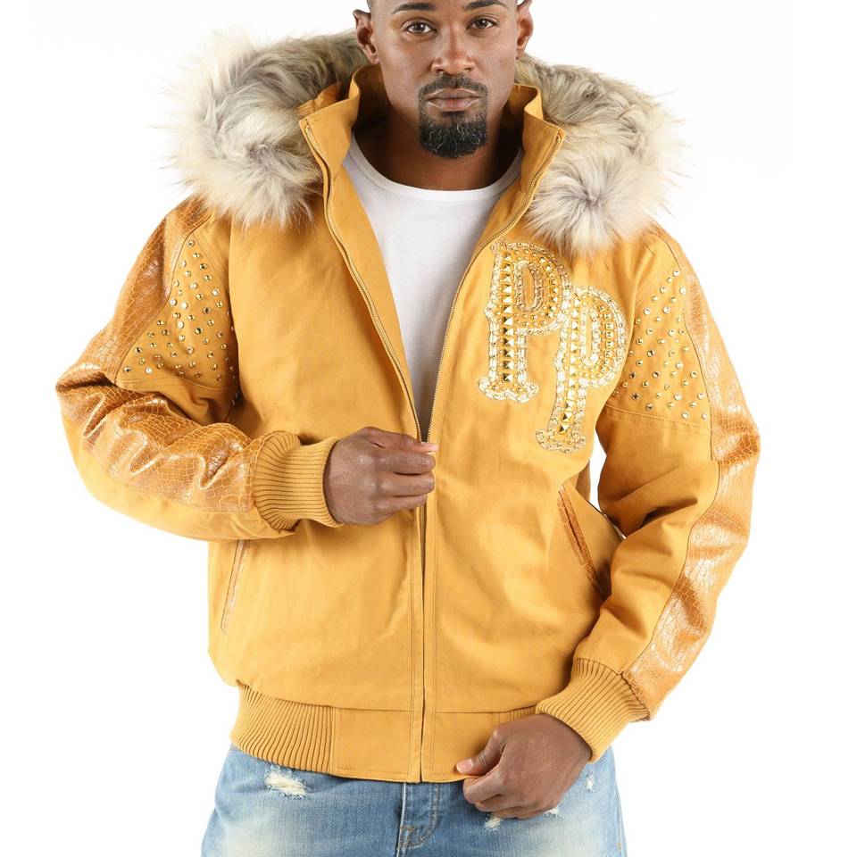 Pelle Pelle Men King Of Thrones 1978 Yellow Fur Hood Jacket