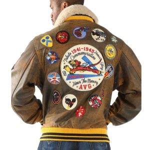 Pelle Pelle Men MB Aviator Flight Fur Collar Brown Leather Jacket