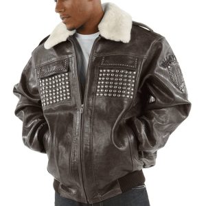 Pelle Pelle Men MB Bomber Jacket in Slate Cirillo