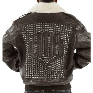Pelle Pelle Men MB Bomber Leather Jacket in Slate Cirillo