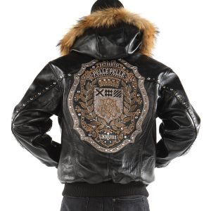 Pelle Pelle Men MB Emblem Fur Hood Black Jacket