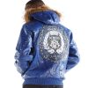 Pelle Pelle Men MB Emblem Fur Hood Blue Leather Jacket