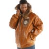 Pelle Pelle Men MB Emblem Fur Hood Brown Jacket