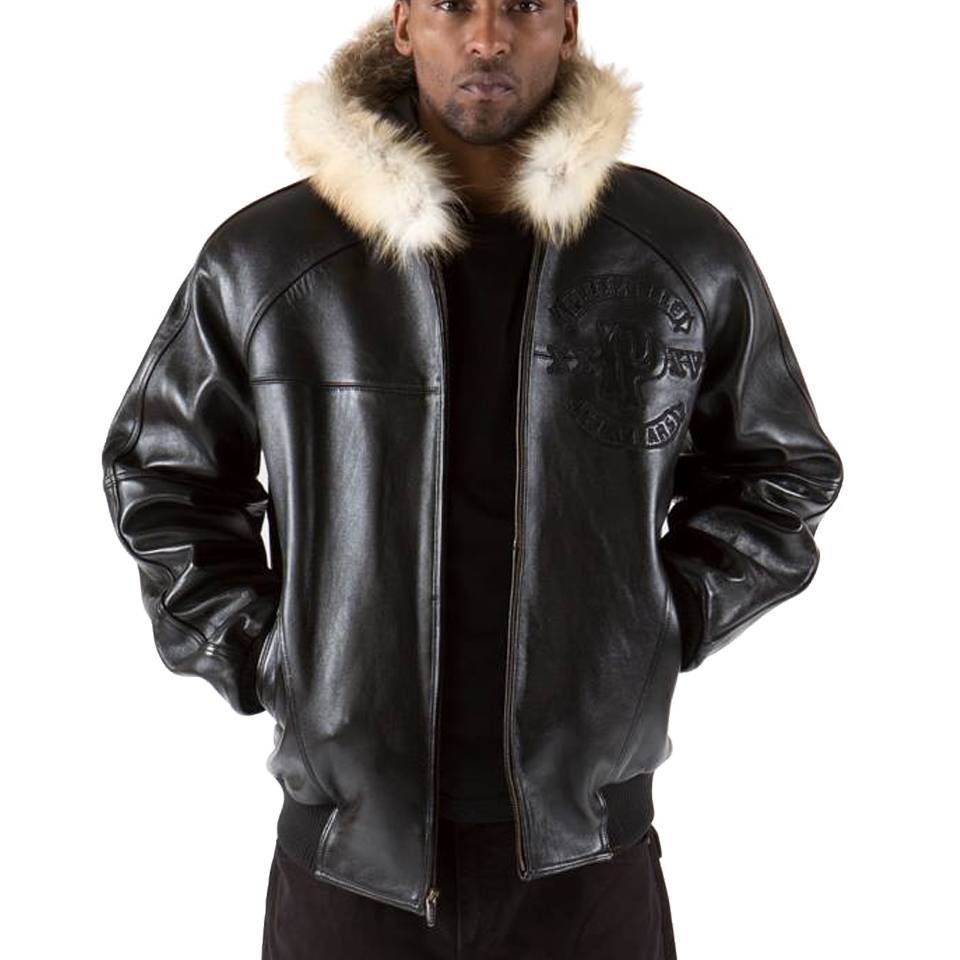 Pelle Pelle Men MB Panther Fur Hood Black Jacket
