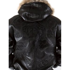 Pelle Pelle Men MB Panther Fur Hood Black Leather Jacket