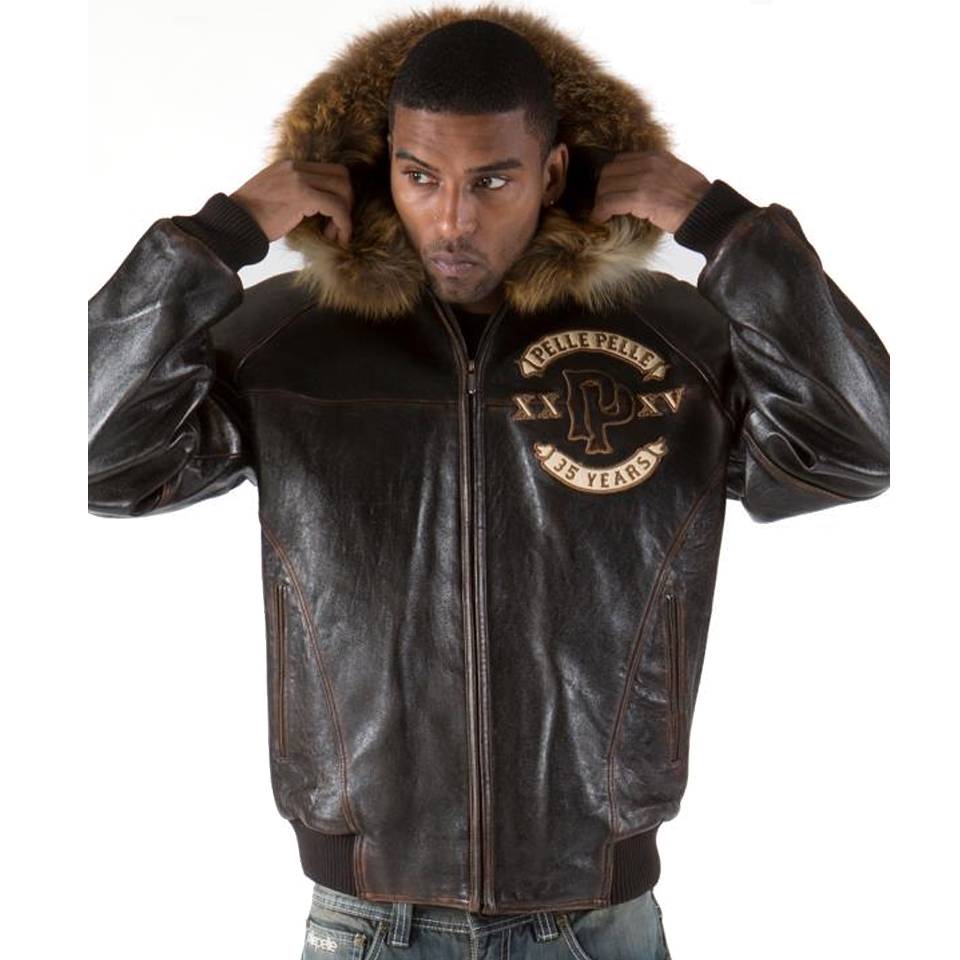Pelle Pelle Men MB Panther Fur Hood Dark Brown Jacket