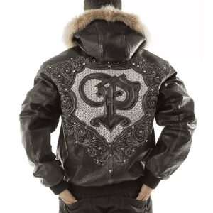 Pelle Pelle Men PP Crest Black Fur Hooded Leather Jacket