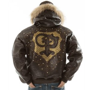 Pelle Pelle Men PP Crest Dark Brown Fur Hooded Leather Jacket