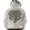 Pelle Pelle Men PP Crest White Fur Hooded Leather Jacket