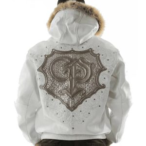 Pelle Pelle Men PP Crest White Fur Hooded Leather Jacket
