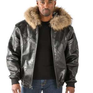 Pelle Pelle Men Picasso Black Fur Hood Leather Jacket