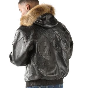 Pelle Pelle Men Picasso Black Fur Hooded Leather Jacket