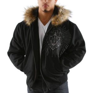 Pelle Pelle Men Platinum and Diamonds MB 1978 Black Fur Hood Jacket