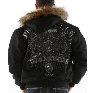 Pelle Pelle Men Platinum & Diamonds MB 1978 Black Fur Hood Wool Jacket