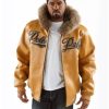 Pelle Pelle Men Plush Mustard Fur Hood Jacket