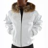 Pelle Pelle Men Plush White Fur Hood Jacket