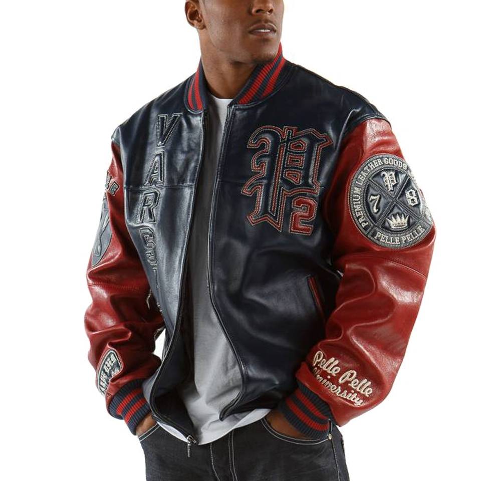 Pelle Pelle Men Varsity Patches Navy Blue Jacket