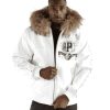Pelle Pelle Men World Famous 1978 White Fur Hood Jacket