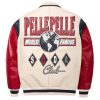 Pelle Pelle Men World Famous Soda Club Ivory and Red Leather Jacket