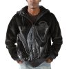 Pelle Pelle Men's Exotic Cayman Studded Black Script Wool Hoodie