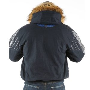 Pelle Pelle Men's King Of Thrones 1978 Navy Blue Fur Hood Wool Jacket