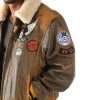 Pelle Pelle Men's MB Aviator Flight Fur Collar Brown Leather Jacket