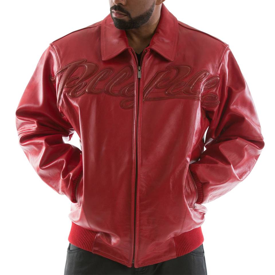 Pelle Pelle Men's Red Neoprene Logo Jacket