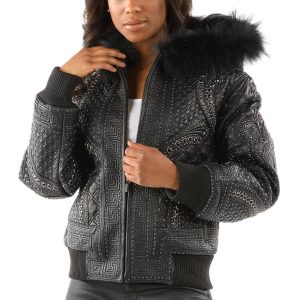 Pelle Pelle Monarch Ladies Black Fur Hood Jacket