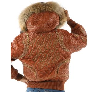 Pelle Pelle Monarch Ladies Brown Fur Hood Leather Jacket