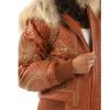 Pelle Pelle Monarch Ladies Brown Fur Hooded Jacket