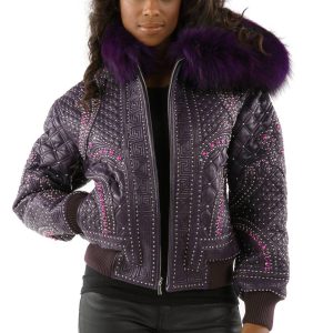 Pelle Pelle Monarch Ladies Purple Fur Hood Jacket