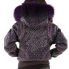 Pelle Pelle Monarch Ladies Purple Fur Hood Leather Jacket