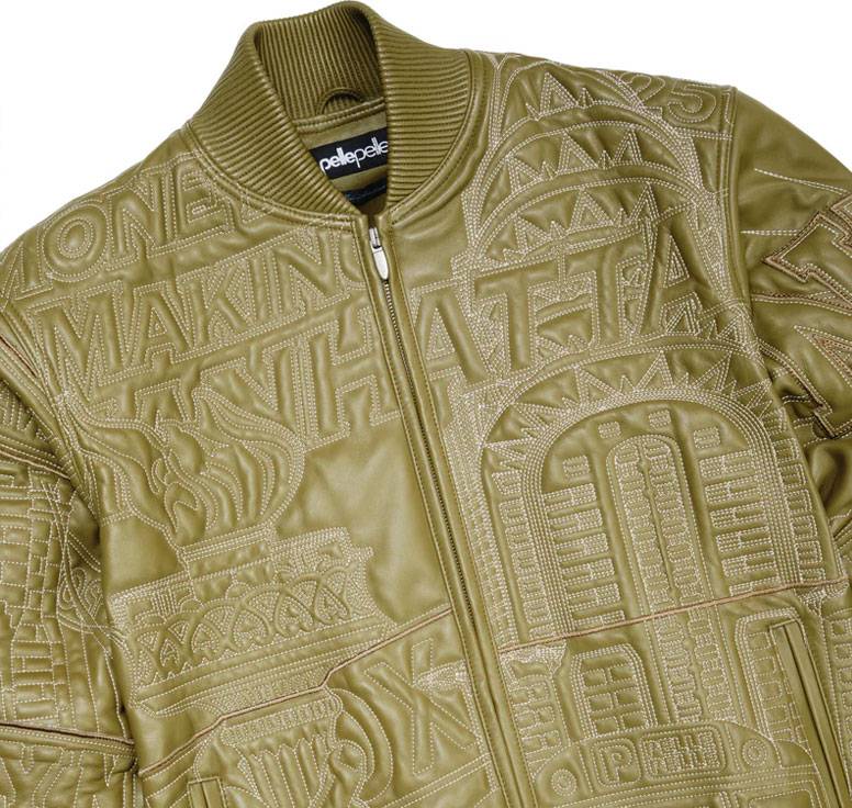 Pelle Pelle NYC Boro Quilted Olive Green Genuine Leather Jacket