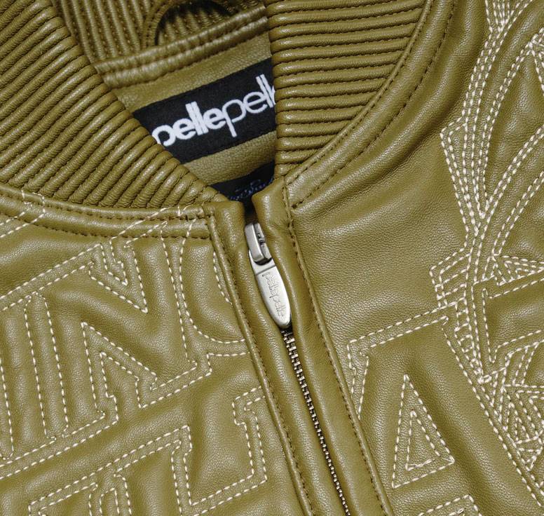 Pelle Pelle NYC Boro Quilted Olive Green Top Grain Leather Jacket
