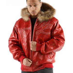 Pelle Pelle Neoprene Logo Red Fur Hood Jacket