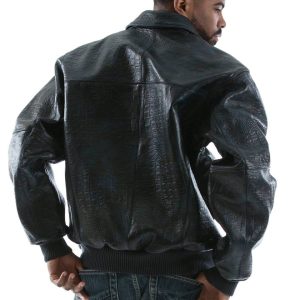 Pelle Pelle Neoprene Navy Blue Croc Leather Jacket
