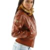 Pelle Pelle New Cayman Pattern Fur Hood Brown Jacket